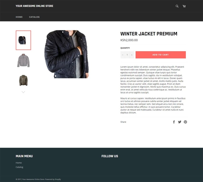 exemplo de exposi&ccedil;&atilde;o do shopify