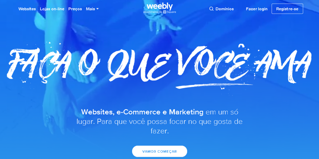 tela inicial do Weebly