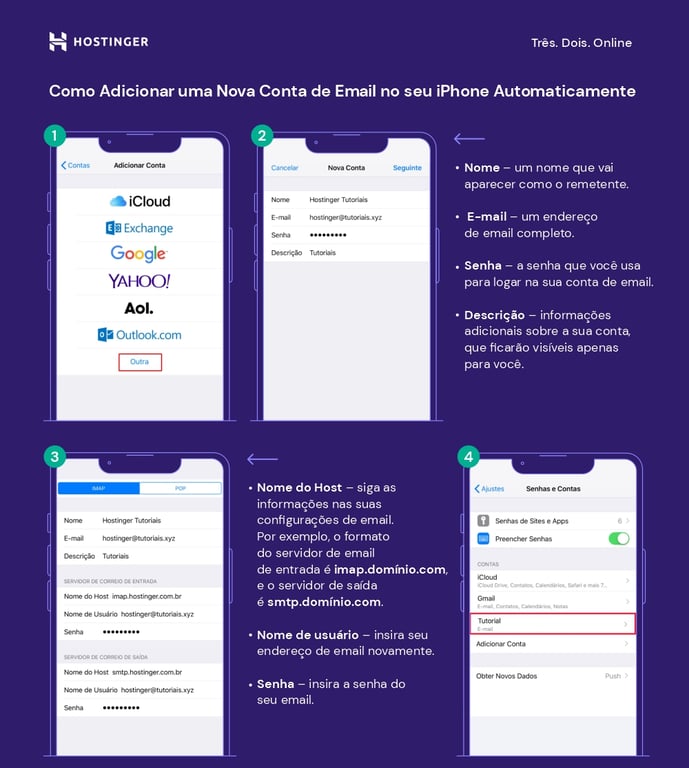 Como Configurar Email no iOS de modo manual
