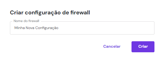 nova configuração de firewall no hpanel