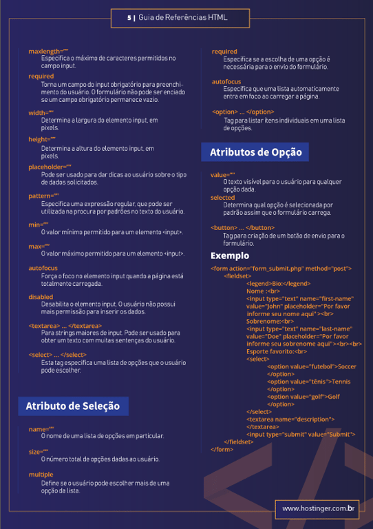 refer&ecirc;ncias html5 no seu site