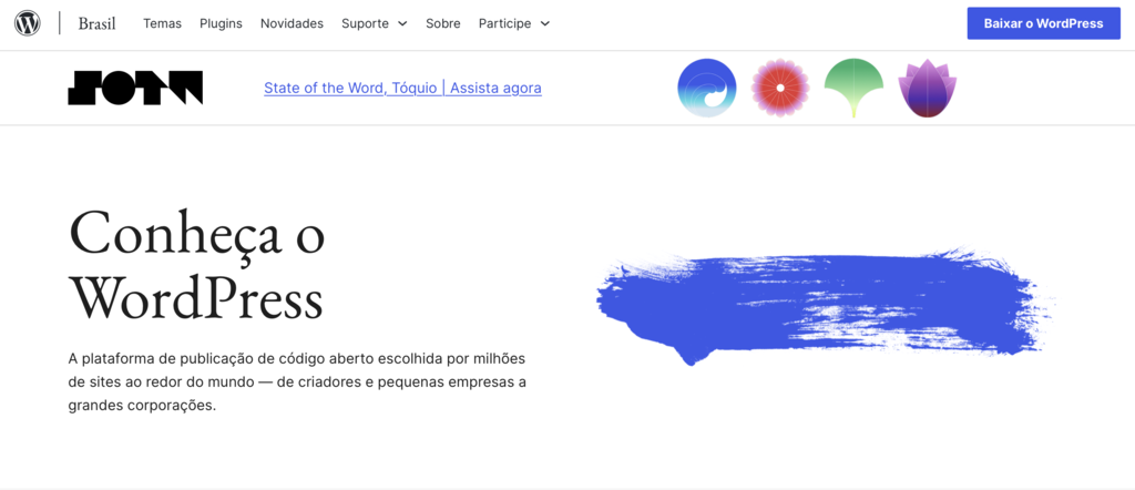página inicial do wordPress.org