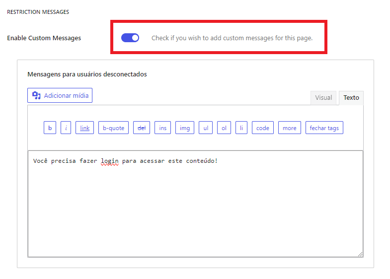 criando mensagem para ser exibida para usu&aacute;rios n&atilde;o logados no paid members subscriptions