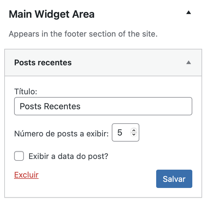 configurando widget de posts recentes em tema cl&aacute;ssico do wordpress