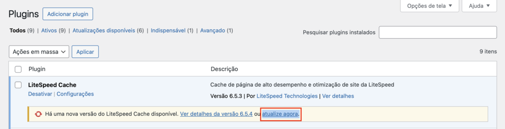atualizando aplicativo no wordpress
