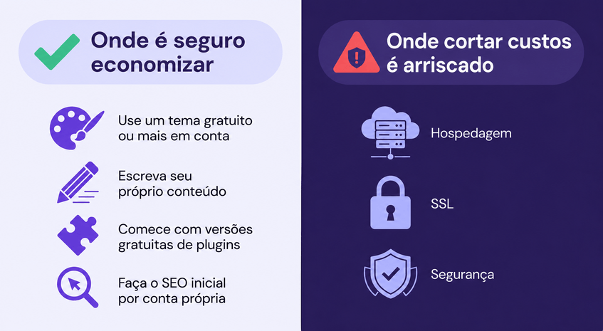 Imagem ilustrativa com dicas para reduzir os custos de desenvolvimento de sites