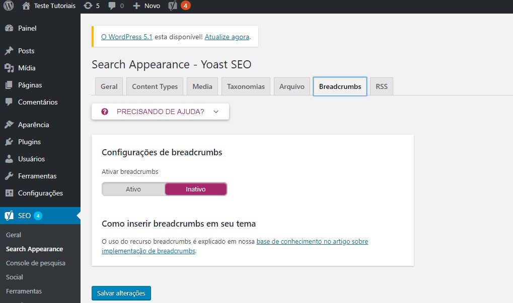 breadcrumbs no yoast seo
