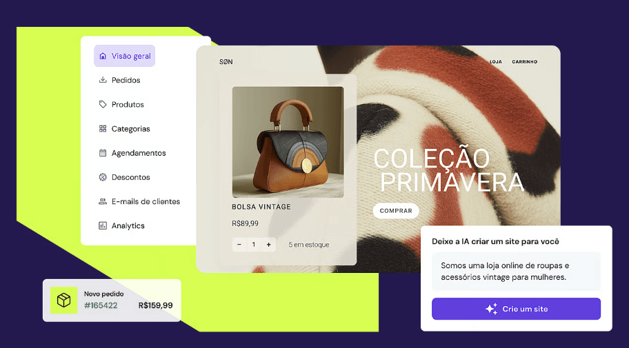 Mockup do painel do Criador de Sites da Hostinger