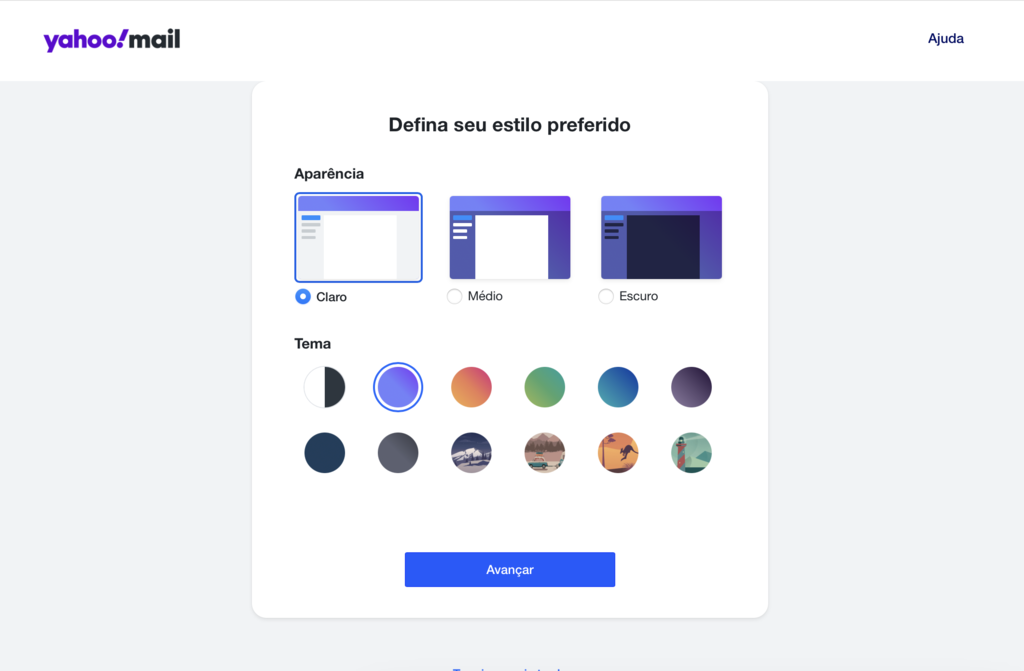 personalizar caixa de entrada no yahoo mail: cores e modo claro ou escuro