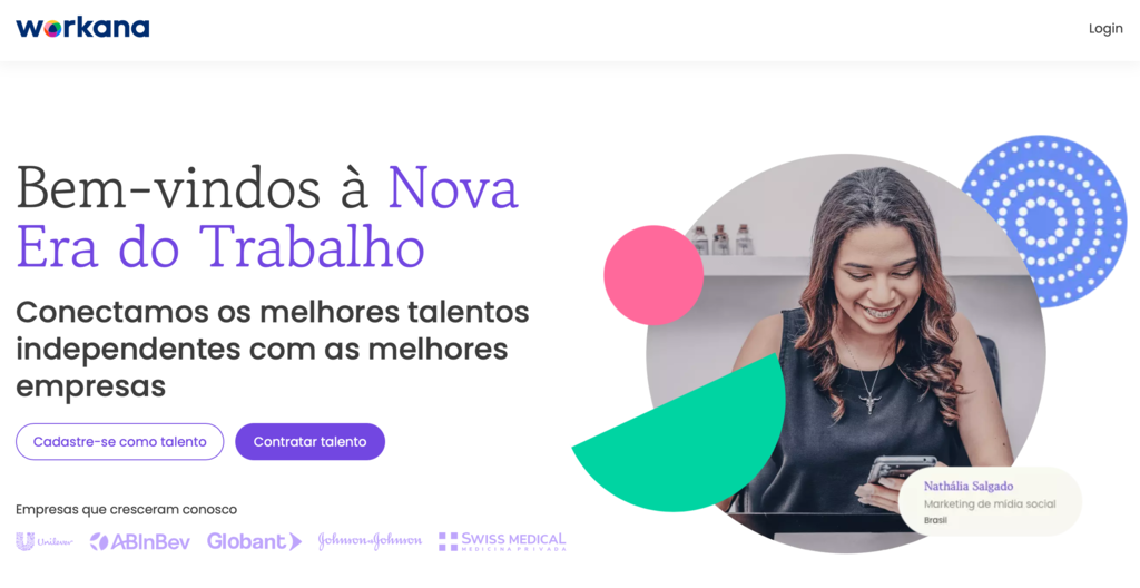 p&aacute;gina inicial do site de freelancer workana