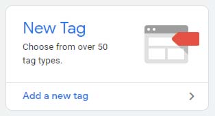 Menu para adicionar nova tag para o Google Tag Manager
