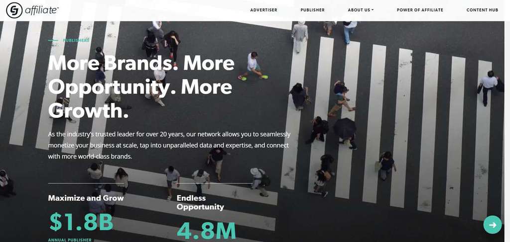 P&aacute;gina inicial do site de Afiliados CJ Affiliate