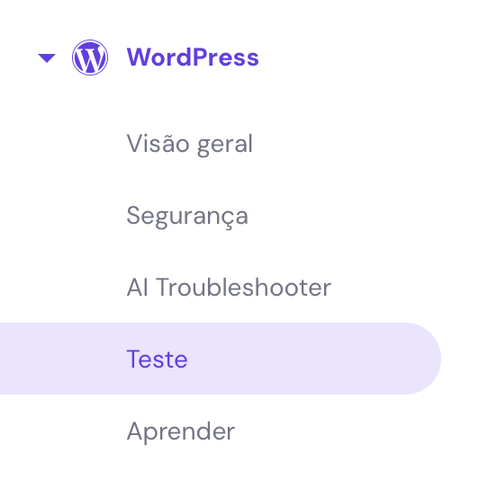 op&ccedil;&atilde;o teste no menu wordpress do hpanel
