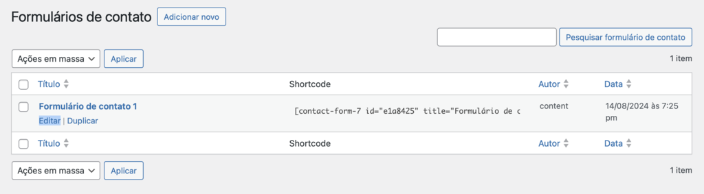 formulários de contato no plugin contact form 7