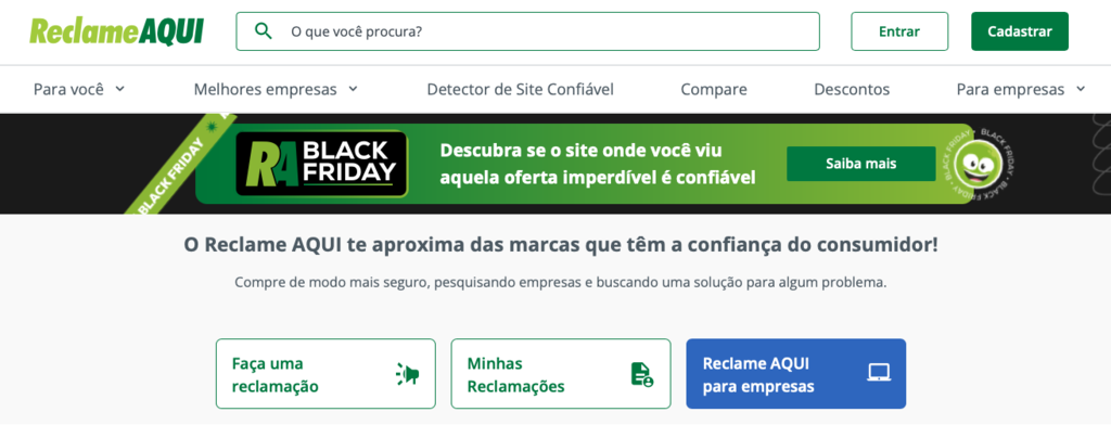 site do reclameAQUI