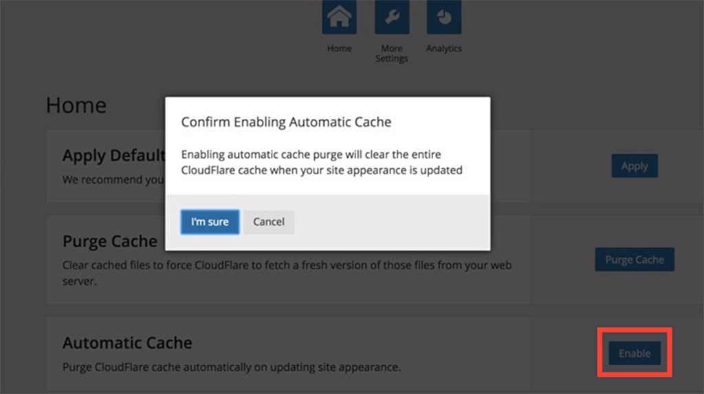 cache autom&aacute;tico da cloudflare