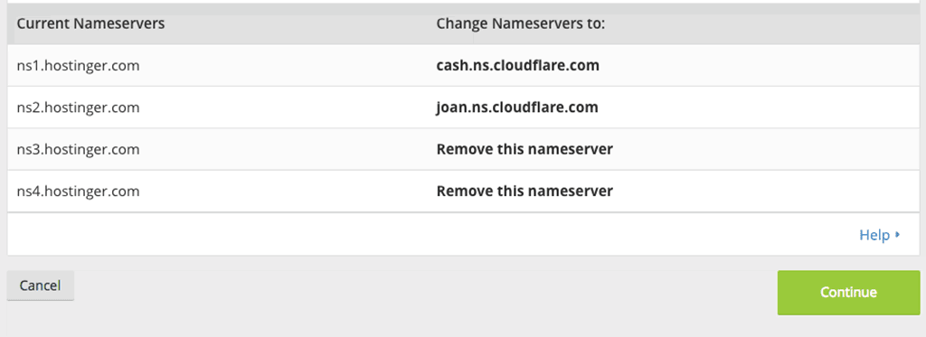 visualizando nameservers no cloudflare