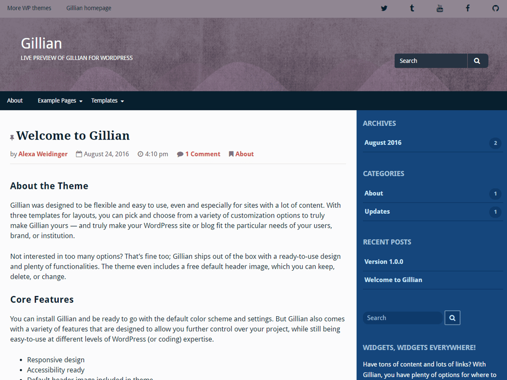 tema gillian para wordpress