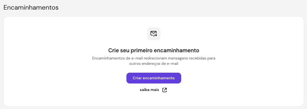Seção Encaminhadores do hPanel com o botão Criar encaminhador em destaque.
