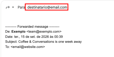 Inserção do endereço do destinatário no Gmail.