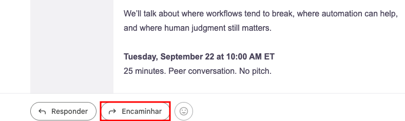 Botão Encaminhar no Gmail.