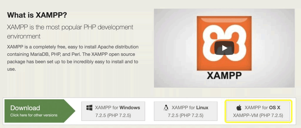 baixando o xampp para Mac