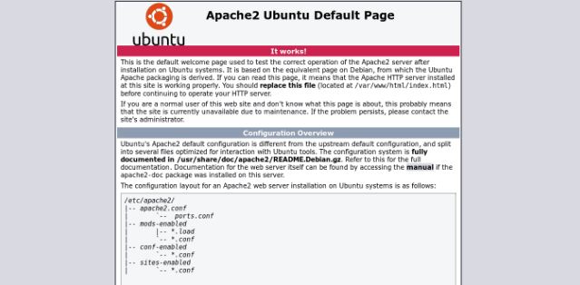 tela de confirma&ccedil;&atilde;o do Apache que est&aacute; sendo executado