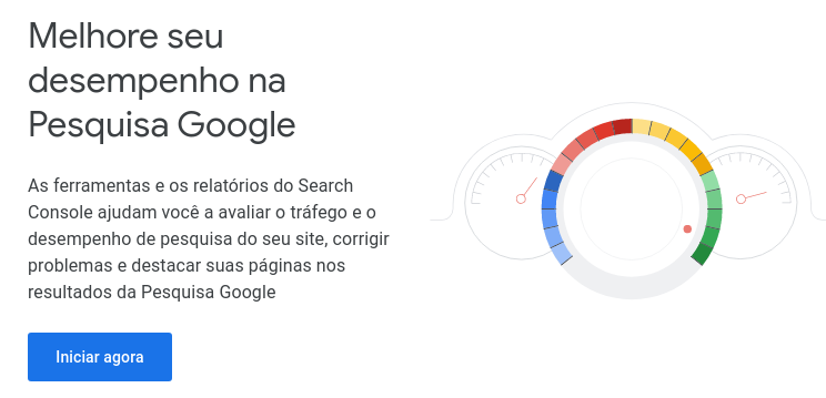 p&aacute;gina inicial do Google Search Console