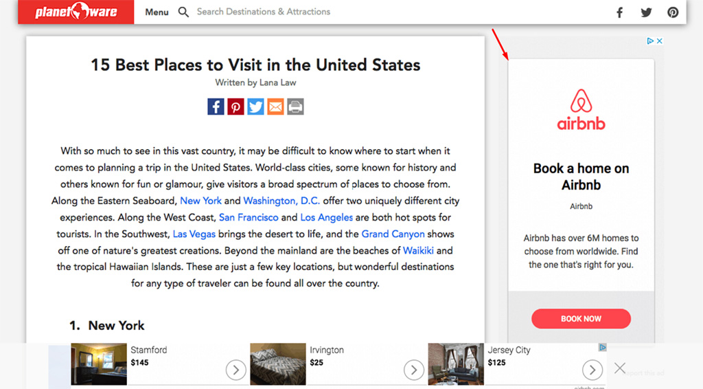 exemplo de propaganda de retargeting do airbnb