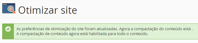 mensagem de confirmação de compactação de conteúdo