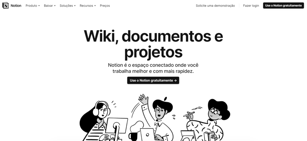 captura de tela do site do notion