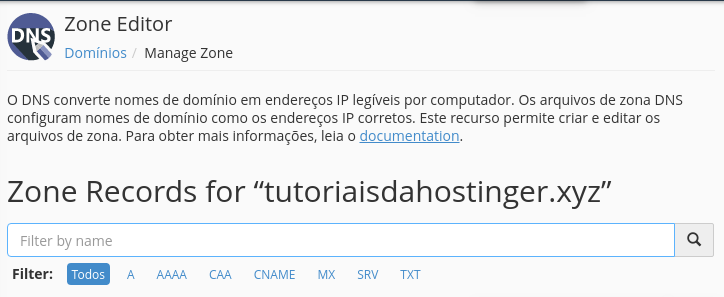 registros avançados de dns no editor de zona de dns