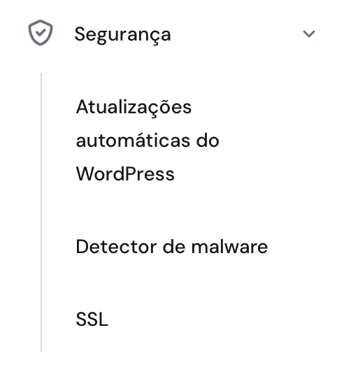 opção SSL em destaque no menu segurança do hpanel
