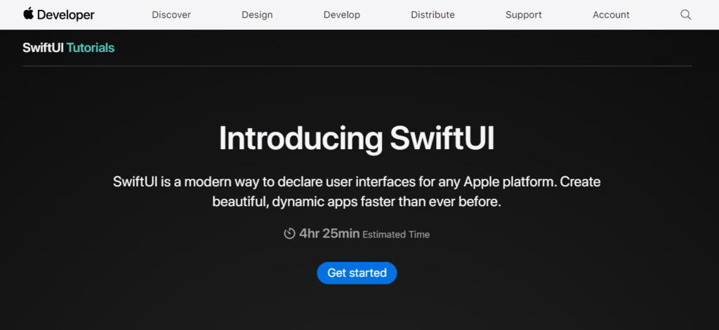 p&aacute;gina do swiftui na apple