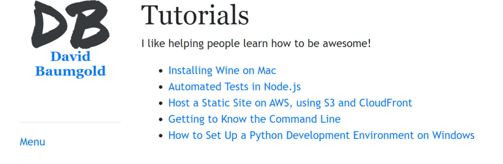 tutoriais de David baumgold