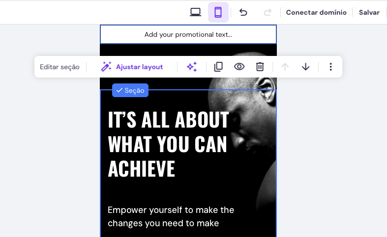 op&ccedil;&atilde;o de ajustar layout no criador de sites da hostinger