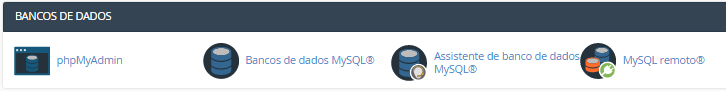 se&ccedil;&atilde;o de bancos de dados do cpanel