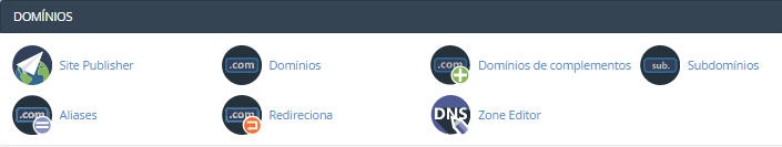 se&ccedil;&atilde;o de Dom&iacute;nios no cpanel