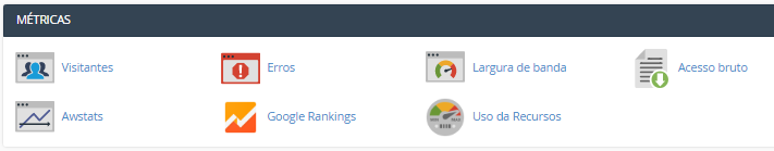 se&ccedil;&atilde;o de M&eacute;tricas do cpanel