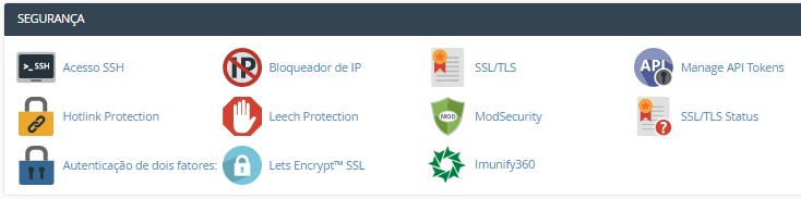 se&ccedil;&atilde;o Seguran&ccedil;a no cpanel