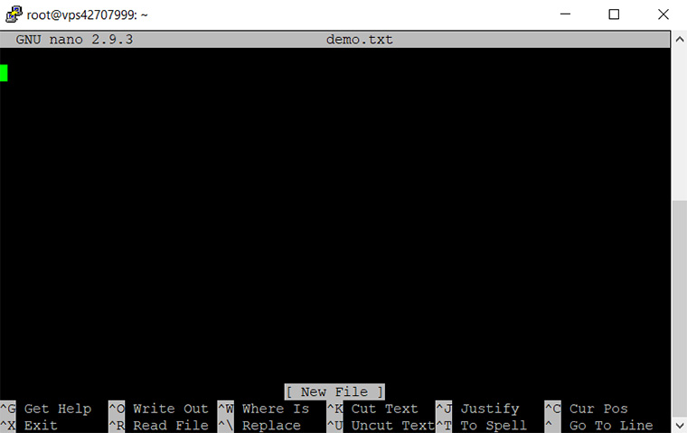 interface de usu&aacute;rio do editor de texto nano