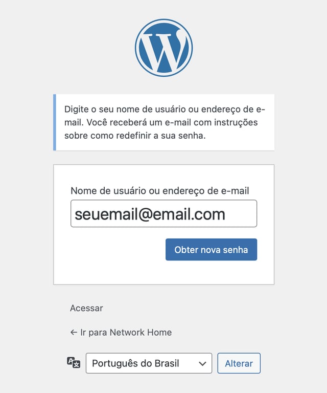 recupera&ccedil;&atilde;o de senha do WordPress