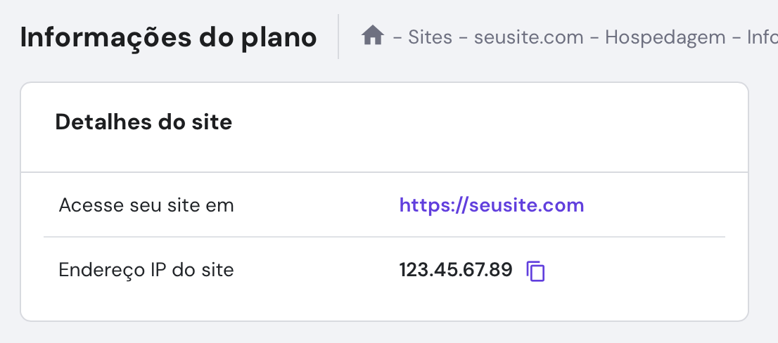 detalhes do plano no hpanel
