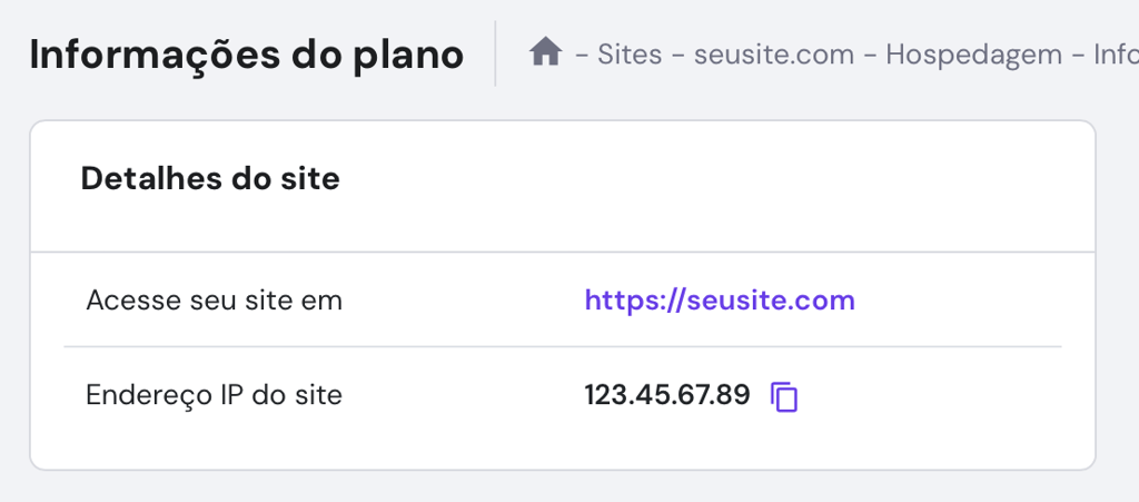 detalhes do plano no hpanel