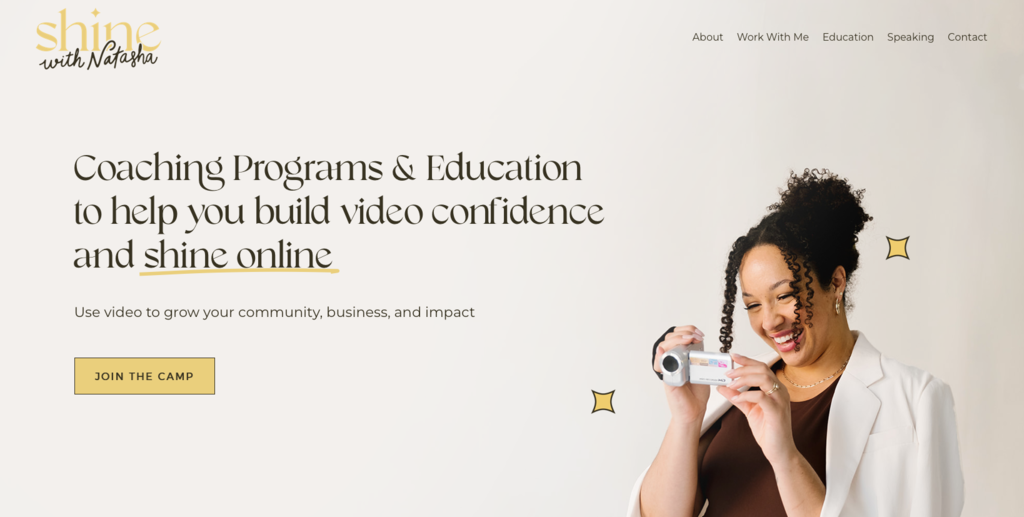 p&aacute;gina inicial do site shine with natasha