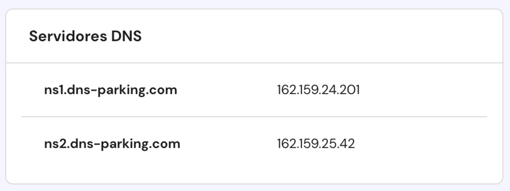 A se&ccedil;&atilde;o Servidores DNS no hPanel