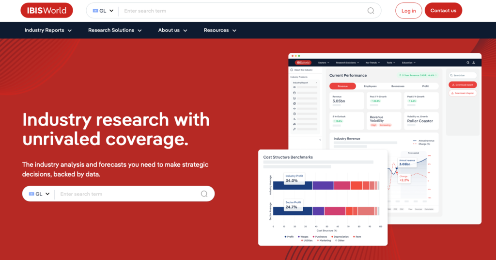 p&aacute;gina do ibisworld na web