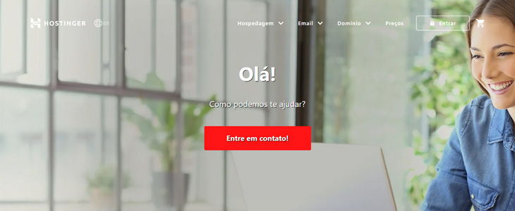 p&aacute;gina inicial do suporte t&eacute;cnico da hostinger