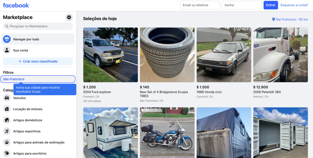 site do Facebook marketplace