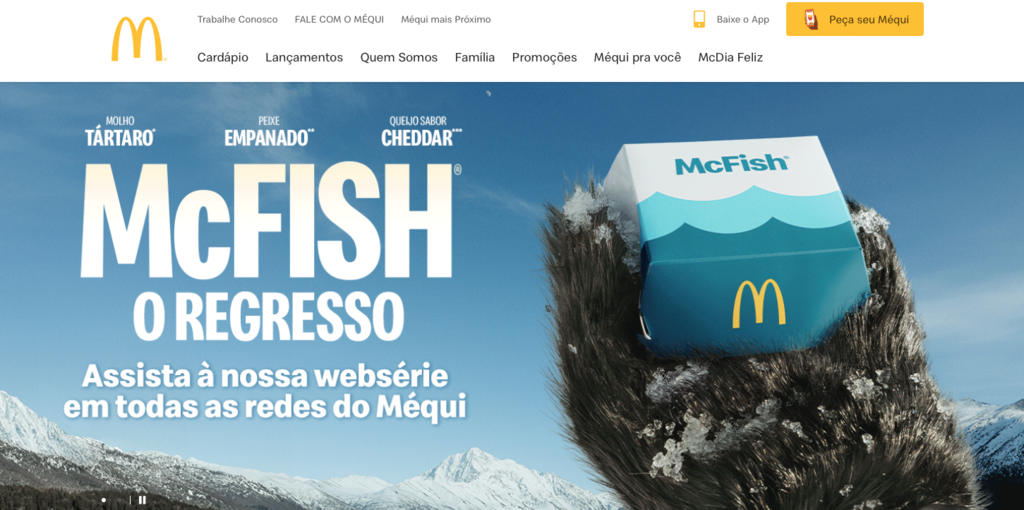 captura de tela do site do McDonalds brasil